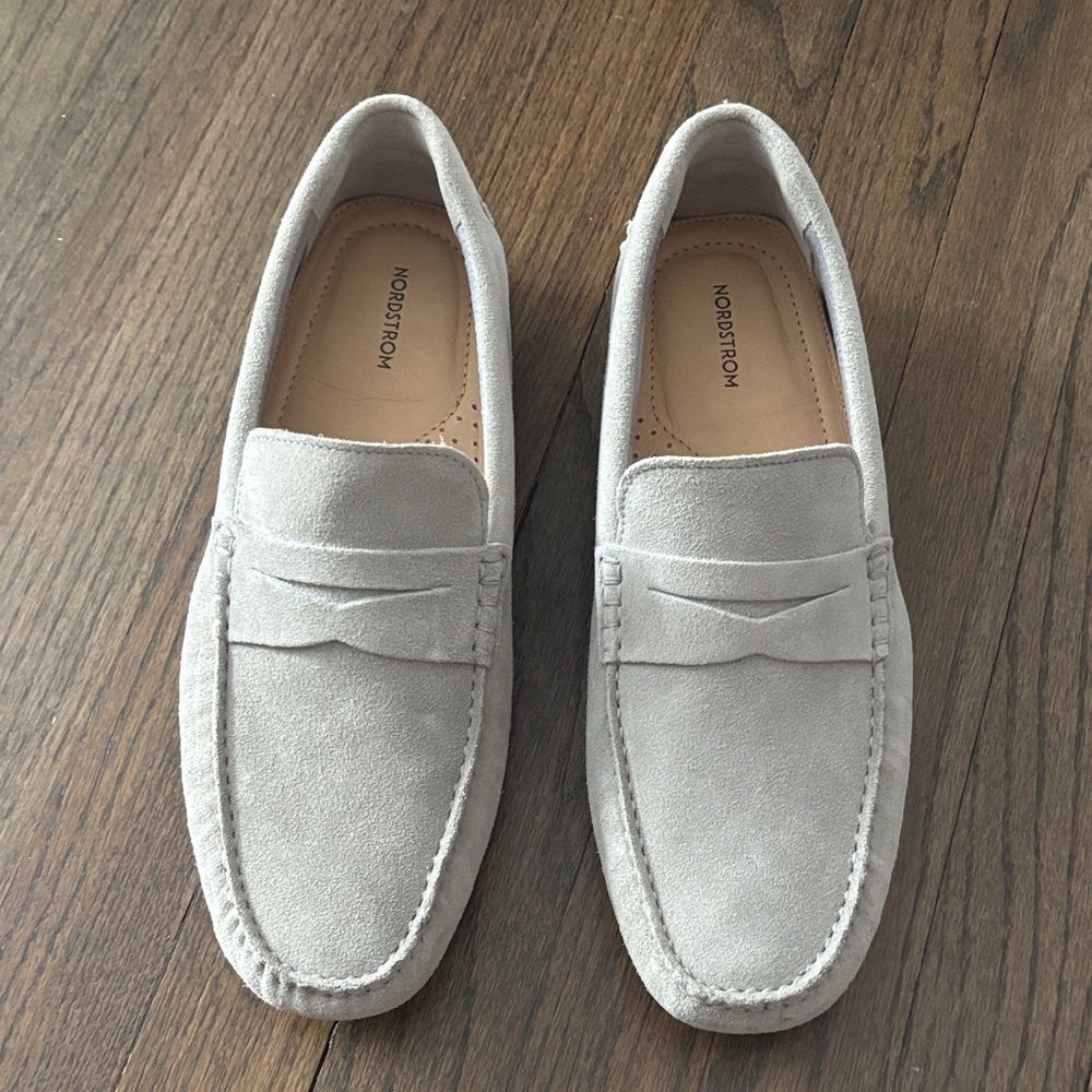 Nordstrom Men’s Suede Penny Loafers in Light Gray size 11 worn once
